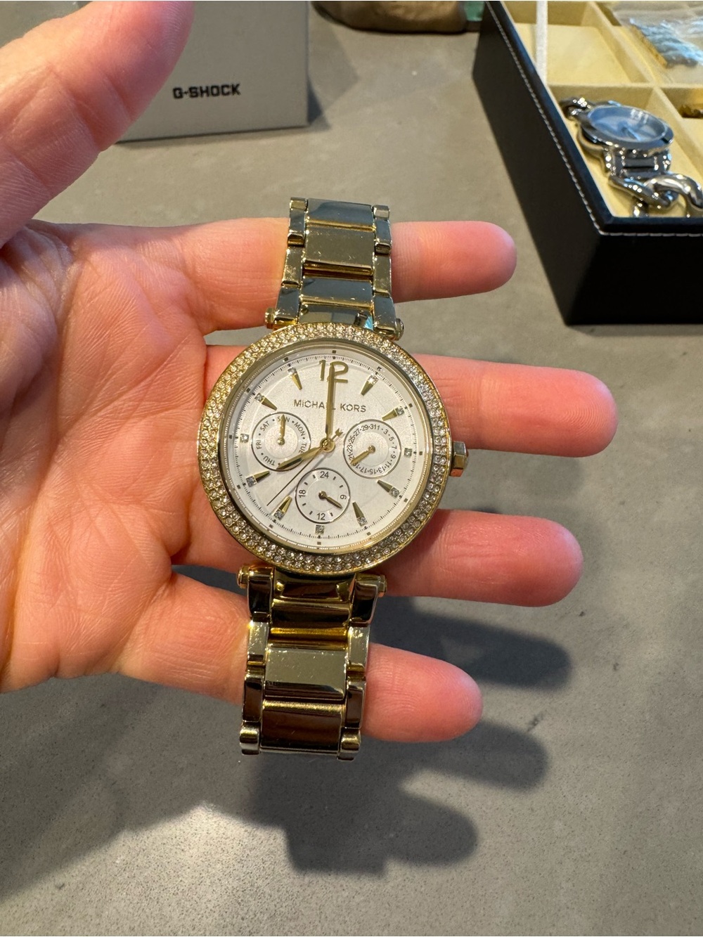 Michael Kors Gold-Tone Crystal Accent Bracelet Watch